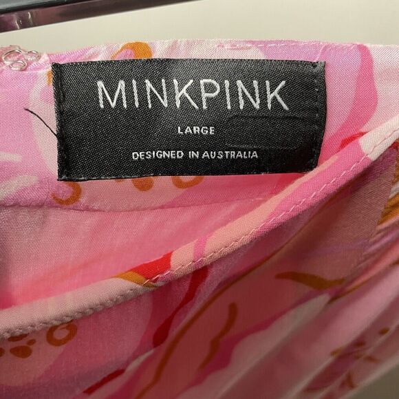MINKPINK Josie Maxi Skirt Women Large Pink Floral 100% Viscose Lined - Picture 13 of 16